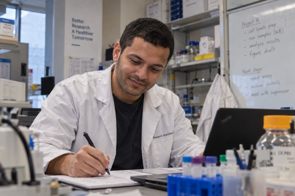 Student working as a research assistant.